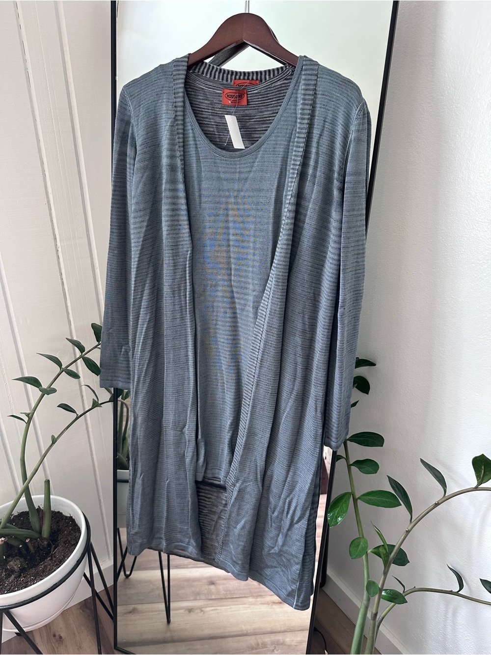 Missoni Gray Ribbed Long Cardigan Dress